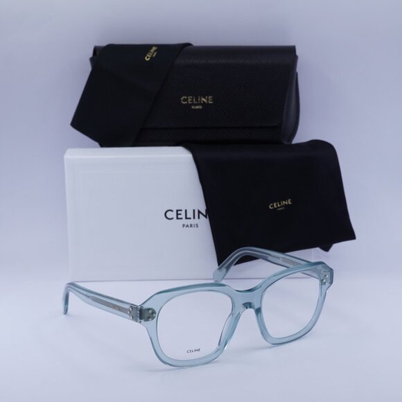 Celine CL50124I 093 Square Eyeglasses - Shiny Transparent Lime 52mm - Picture 4 of 11